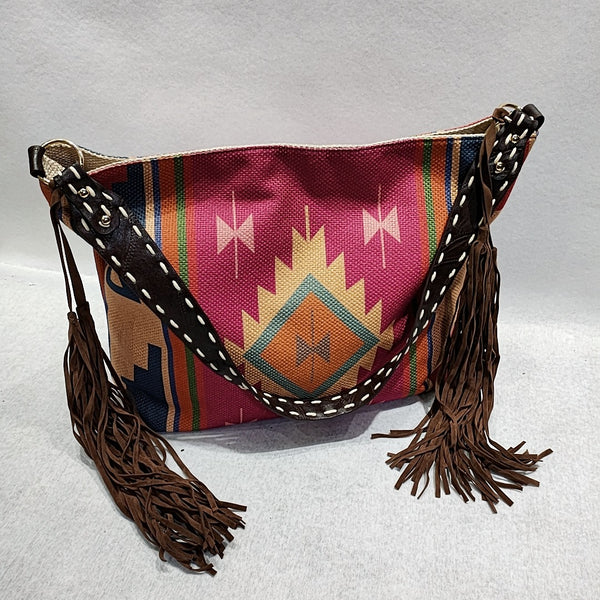 Bolso de Hombro Tejido a Mano en Algodón y Lino