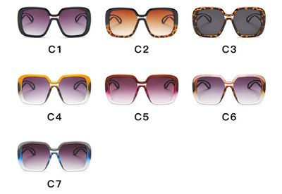 Large frame sunglasses with gradient purple lenses and a blue-to-clear fade on the bottom of the frame. - Image 10