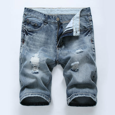 Shorts de Mezclilla Slim Ajustado con Rotos en Tono Claro - Image 8