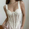 Chaleco Calado Mujer Cuello Bajo Diseño Fishbone Transparente