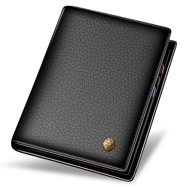 Cartera Vertical de Cuero Genuino - Diseño Ejecutivo Coreano