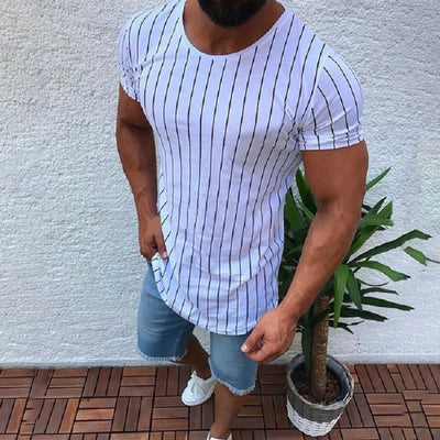 Playera de Rayas Cuello Redondo Manga Corta para Hombre - Image 5