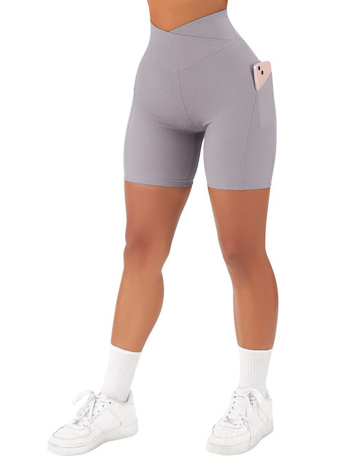 Shorts Deportivos Cruzados para Mujer con Bolsillos y Cinturón - Image 9