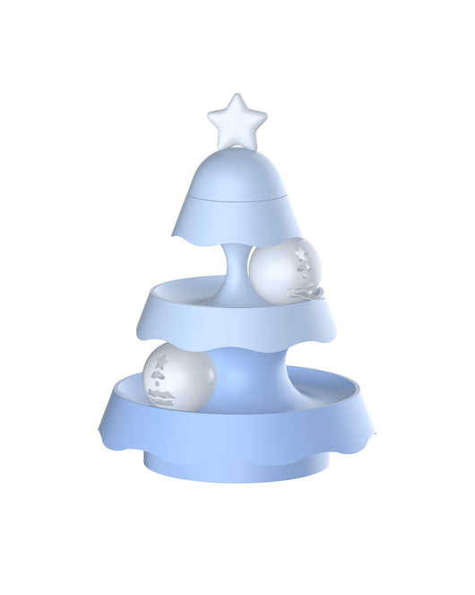 Pink three-layer mini Christmas tree toy with a star topper and two clear spheres containing star and wave designs. - Image 8