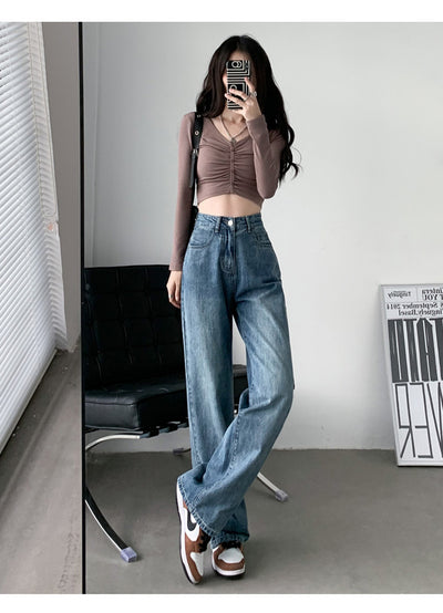 Jeans Acampanados de Talle Alto para Mujer Talla Grande con Efecto Drapeado - Image 14