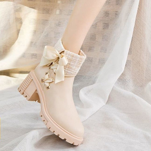 Botas Martin de Cuero Suave con Tacón Grueso - Primavera y Otoño - Image 16