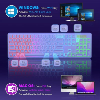 Teclado y Ratón Inalámbricos con Retroiluminación 24g Recargables