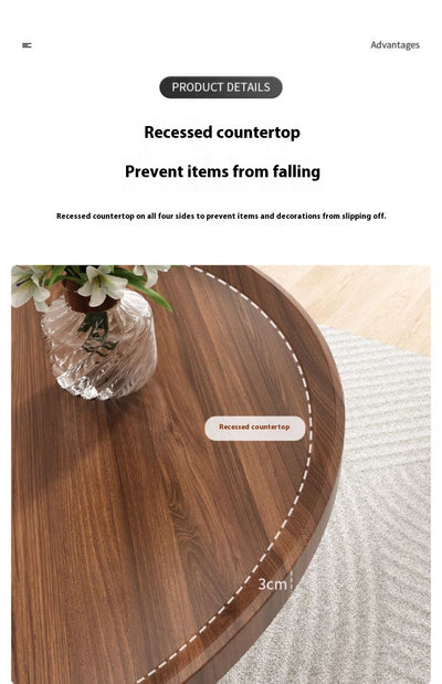 Mesa de Centro Redonda Madera Maciza Lujo Minimalista para Sala - Image 10