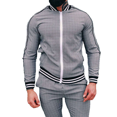 Camisa Deportiva Casual con Cierre y Cuadros para Hombre