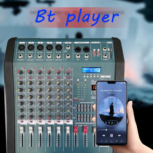 Consola Mezcladora Amplificada con Bluetooth, Ecualizador y 16 Efectos DSP