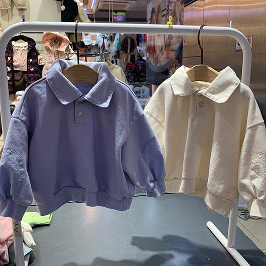 Suéter Infantil Casual con Solapa y Botones