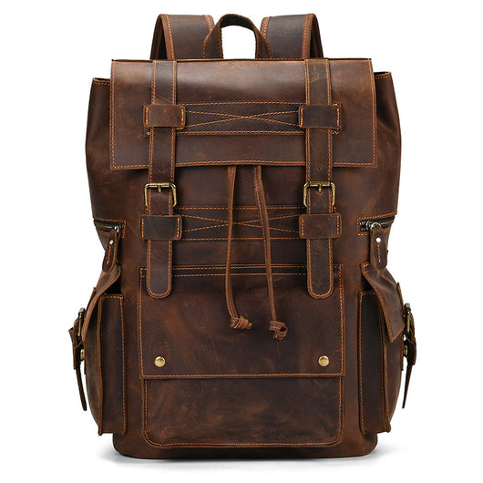 Mochila Vintage de Cuero Crazy Horse Gran Capacidad - Image 4