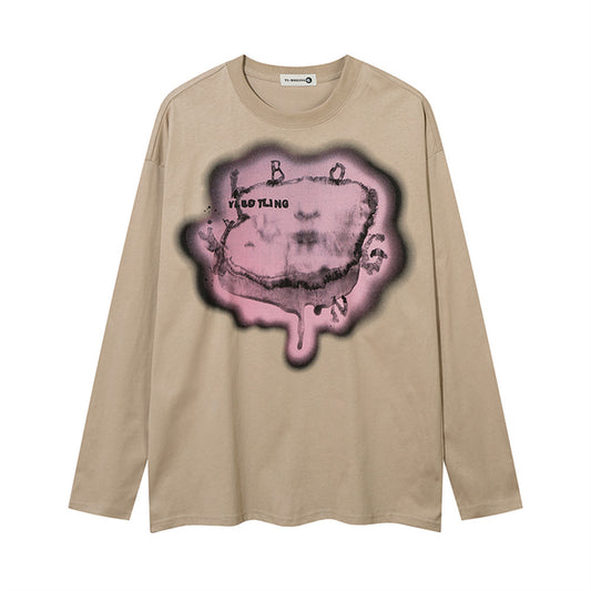 Playera de Manga Larga con Patrón Abstracto Creativo