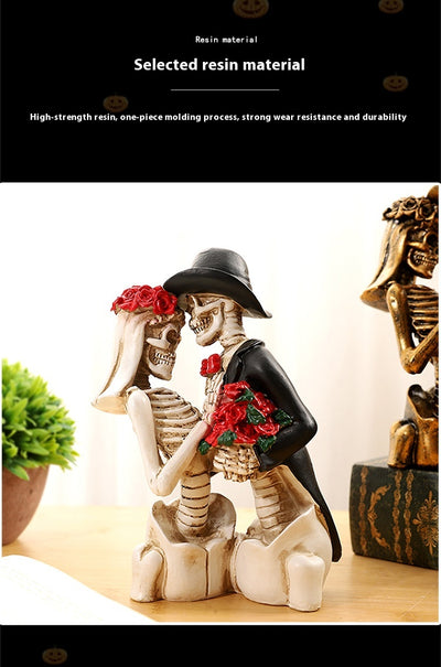 Adorno de Pareja Calaveras en Resina - Estilo Gótico Romántico - Image 15