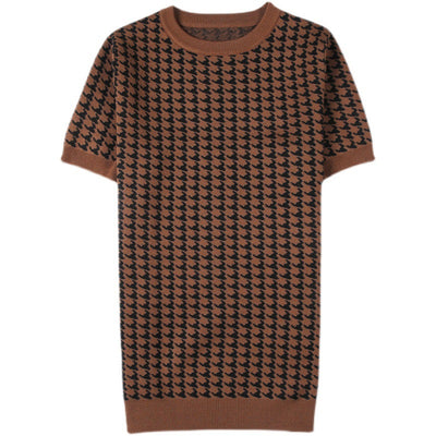 Camiseta de Punto Cuello Redondo Manga Corta para Hombre - Suéter Casual Verano - Image 9