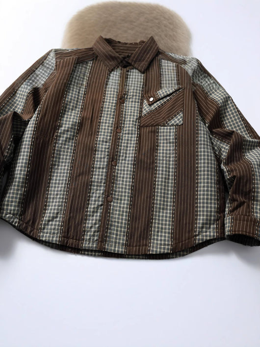 Camisa Acolchada de Algodón a Rayas con Detalles Desgastados - Image 5