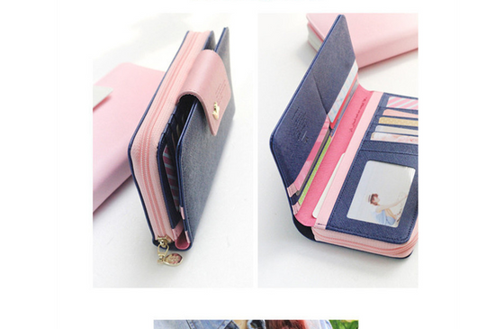 Billetera Retro con Cierre Largo para Mujer - Monedero Clutch con Clip para Billetes - Image 3