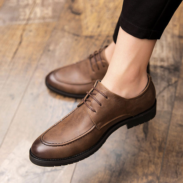 Zapatos de Cuero Negro Otoño Joven