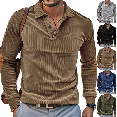 Camiseta Manga Larga de Pana para Hombre - Primavera y Otoño - Image 31