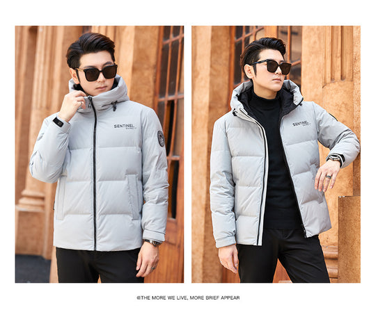 Chaqueta Acolchada con Capucha para Hombre en Plumón Blanco - Image 11