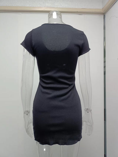 Vestido Corto con Botones de Corte Cadera - Estilo Europeo y Americano - Image 55