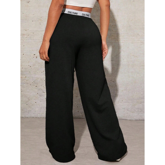 Pantalones Anchos Casual con Estampado de Letras para Mujer - Image 2