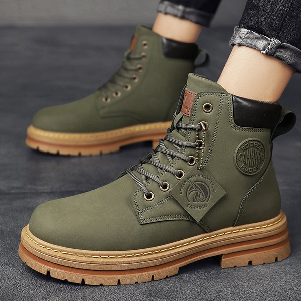 Botas Altas de Invierno para Hombre Estilo Británico con Aumento de Altura