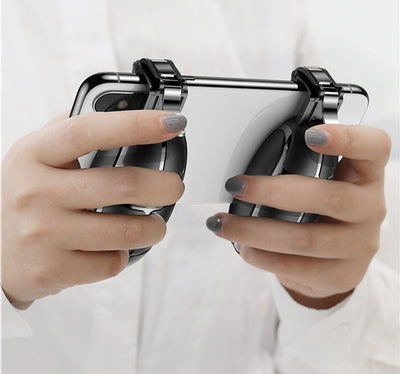 Black mobile phone gaming grip with an ergonomic handle and a silver trigger button for enhanced gameplay. - Image 6