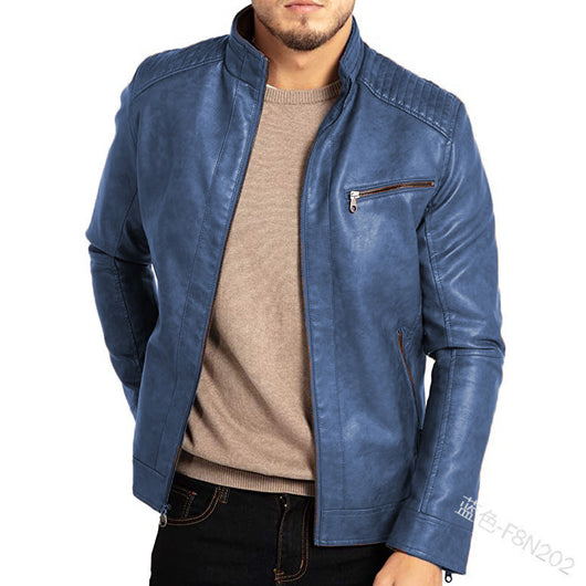 Chaqueta de Cuero Punk Motociclista para Hombre con Cuello de Pie - Image 6