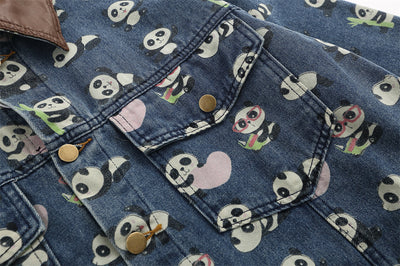 Chamarra Vaquera Estampada Panda Rojo para Hombre - Image 20