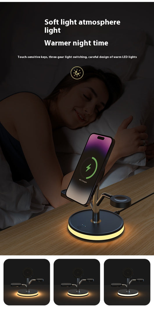 Cargador Inalámbrico Vertical 3 en 1 para Teléfono y Reloj - Image 15