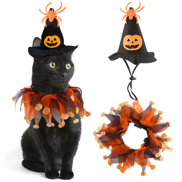 Conjunto Halloween Gorro y Bufanda Patrón Calavera con Capa Gato