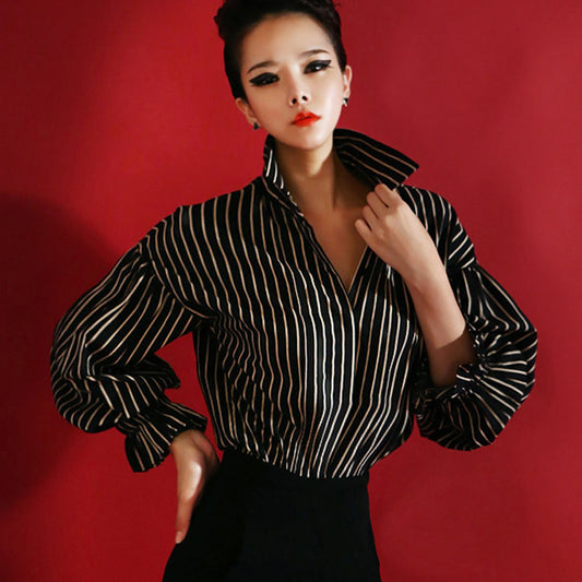 Blusa Holgada a Rayas Blanco y Negro