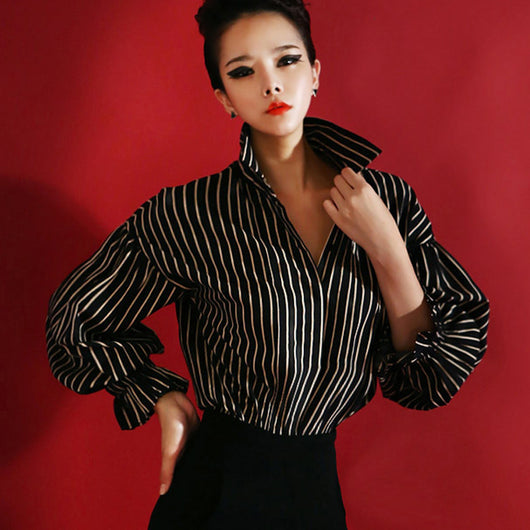 Blusa Holgada a Rayas Blanco y Negro