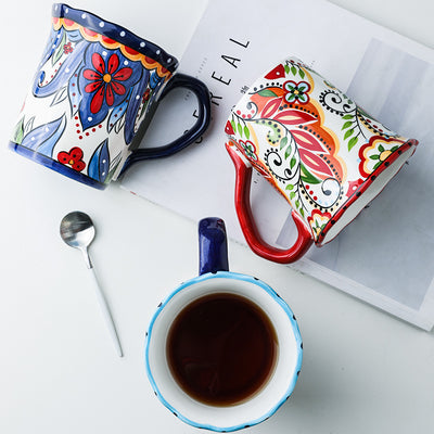Taza de Cerámica Pintada a Mano Estilo Bohemio - Image 4
