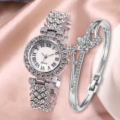 Reloj de Cuarzo Lujo con Diamantes y Pulsera Doble Capa - Set 2 Piezas - Image 14