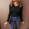 Blusa Elegante de Manga Larga con Botones en Colores Sólidos