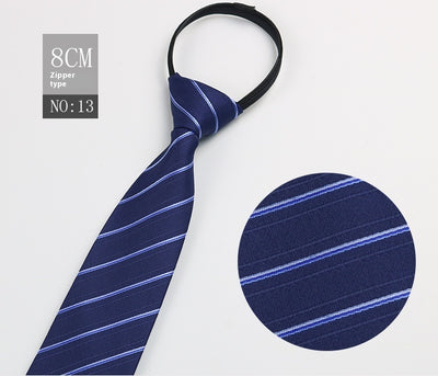 Corbata Negra Rayada Azul con Cierre Rápido - Corbata Ejecutiva Lazy Zip - Image 14