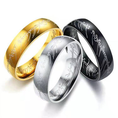 Anillo de Pareja Señor de los Anillos en Acero Titanio