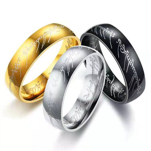 Anillo de Pareja Señor de los Anillos en Acero Titanio