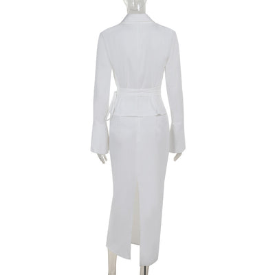 Conjunto Hot Girl: Blusa Anudada Manga Larga + Falda Cintura Alta con Abertura - Image 22