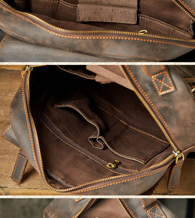 Mochila de Cuero Genuino para Hombre Estilo Retro Artesanal - Image 12