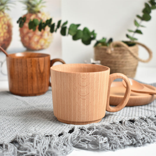 Juego de Té y Café en Madera de Haya y Azufaifo - Set de 3 Piezas