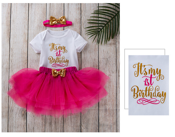 Blusa Infantil Estampada con Malla y Falda Coordinada