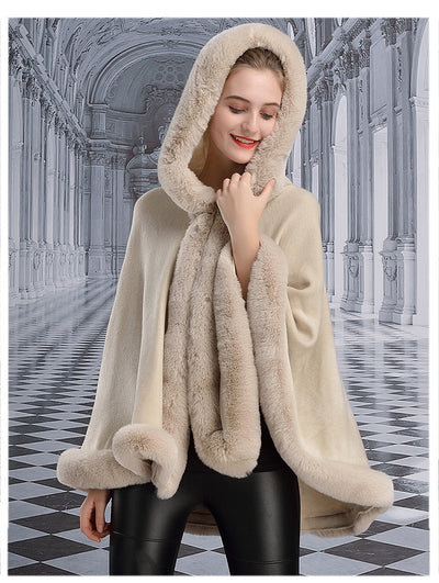 Capa Elegante con Capucha de Piel de Conejo Rex - Estilo Europeo y Americano - Image 8