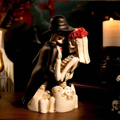 Adorno de Pareja Calaveras en Resina - Estilo Gótico Romántico - Image 3