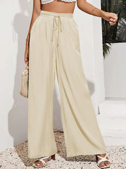 Pantalones Anchos de Talle Alto con Cintura Elástica Ajustable - Image 22