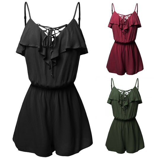Blusa Casual sin Mangas Talla Grande con Frente Superpuesto y Volante