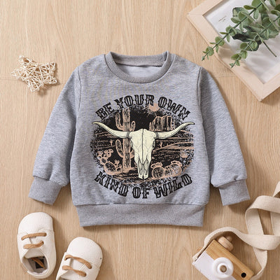 Suéter Infantil Gris con Estampado de Cabeza de Vaca - Image 4