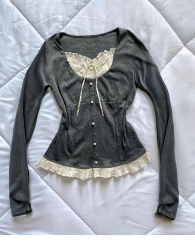Blusa Femenina de Madera con Diseño de Empalme y Manga Corta - Image 4